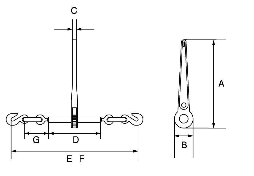 ratchet load binder dimensions